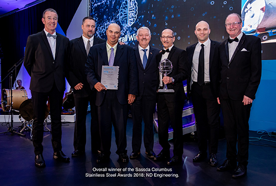 Sassda Columbus Stainless Awards 2018 Overall Winner ND Engineering
