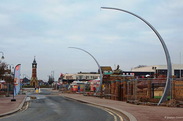 Curved street lights installed on the iconic Skegness seafront