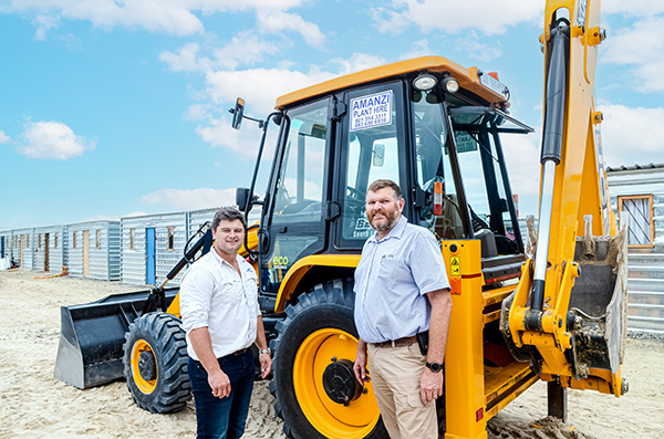 Jonathan Waters MD of Amanzi Plant Hire with André Jordaan Bell Equipment Sales Representative