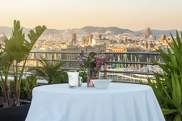 Welcome reception at a rooftop location overlooking Barcelona