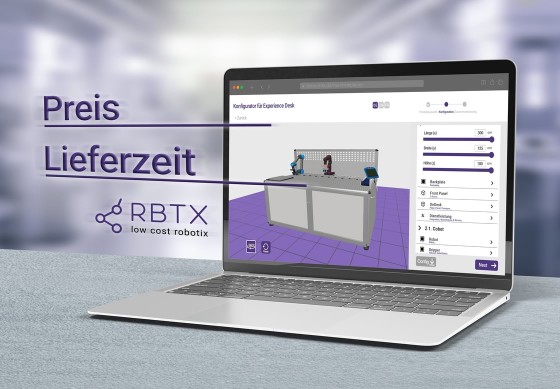 The new online tool from RBTX powered by igus enables users to design robot workstations quickly