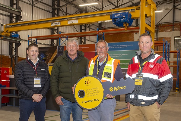 FLTR Wynand Van Straten Epiroc Booysen Bores Hennie Booysen Hein Booysen Pieter Malan taking ownership of the 80th Epiroc machine