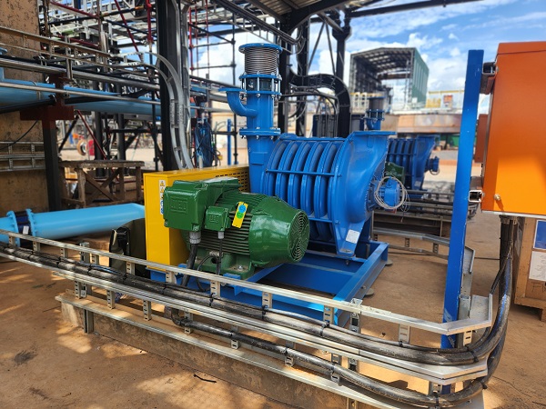 WEG motors driving a blower on a mine in the DRC