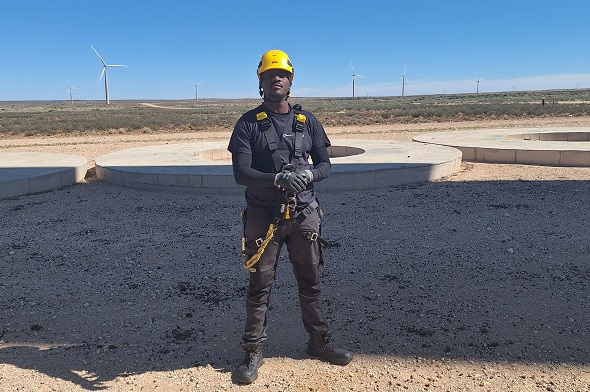 Lubabalo Vandala one of the graduates of the first intake of interns now works at Copperton Wind Farm