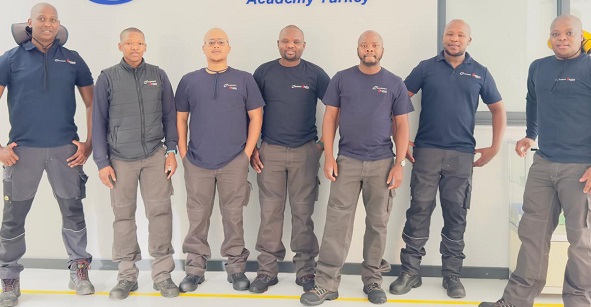 The wind turbine service technicians who recently participated in the international training programme at the Nordex Academy