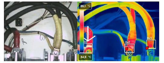 Using thermography to assess the condition of an emergency switchboard bus tie