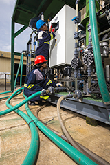 Dealing with multiple streams of effluent in antimony roastery plant